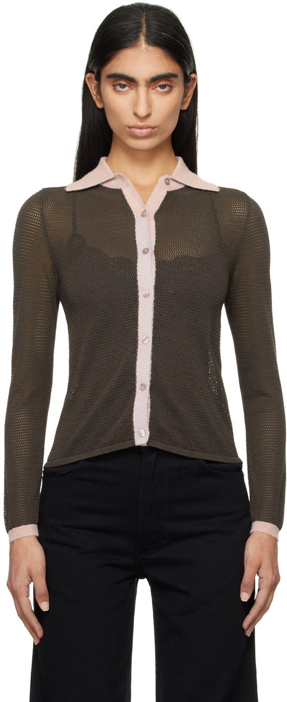 Skjorta Eckhaus Latta Shirt Button-Down Long Sleeve Brun | 8087-EL-PF24-F -