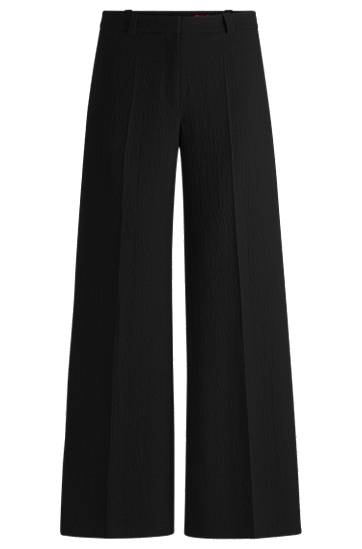 Byxor BOSS Stretch Seersucker Regular-Fit Trousers Svart | 50540242