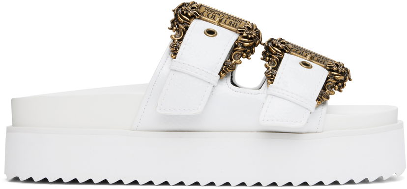 Sneakers och skor Versace Versace Jeans Couture Baroque Buckle Arizona Flat Sandals Vit | E78VA3SM1_EZS539