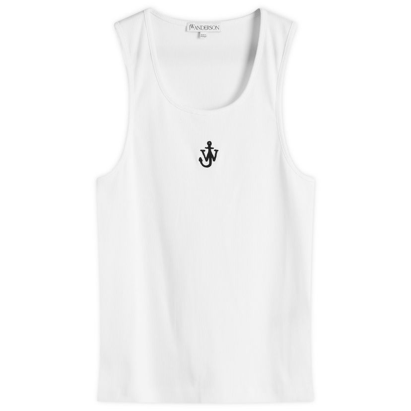 Linne JW Anderson White Ribbed Vest With Anchor Embroidery Vit | JO0246-PG1512-001