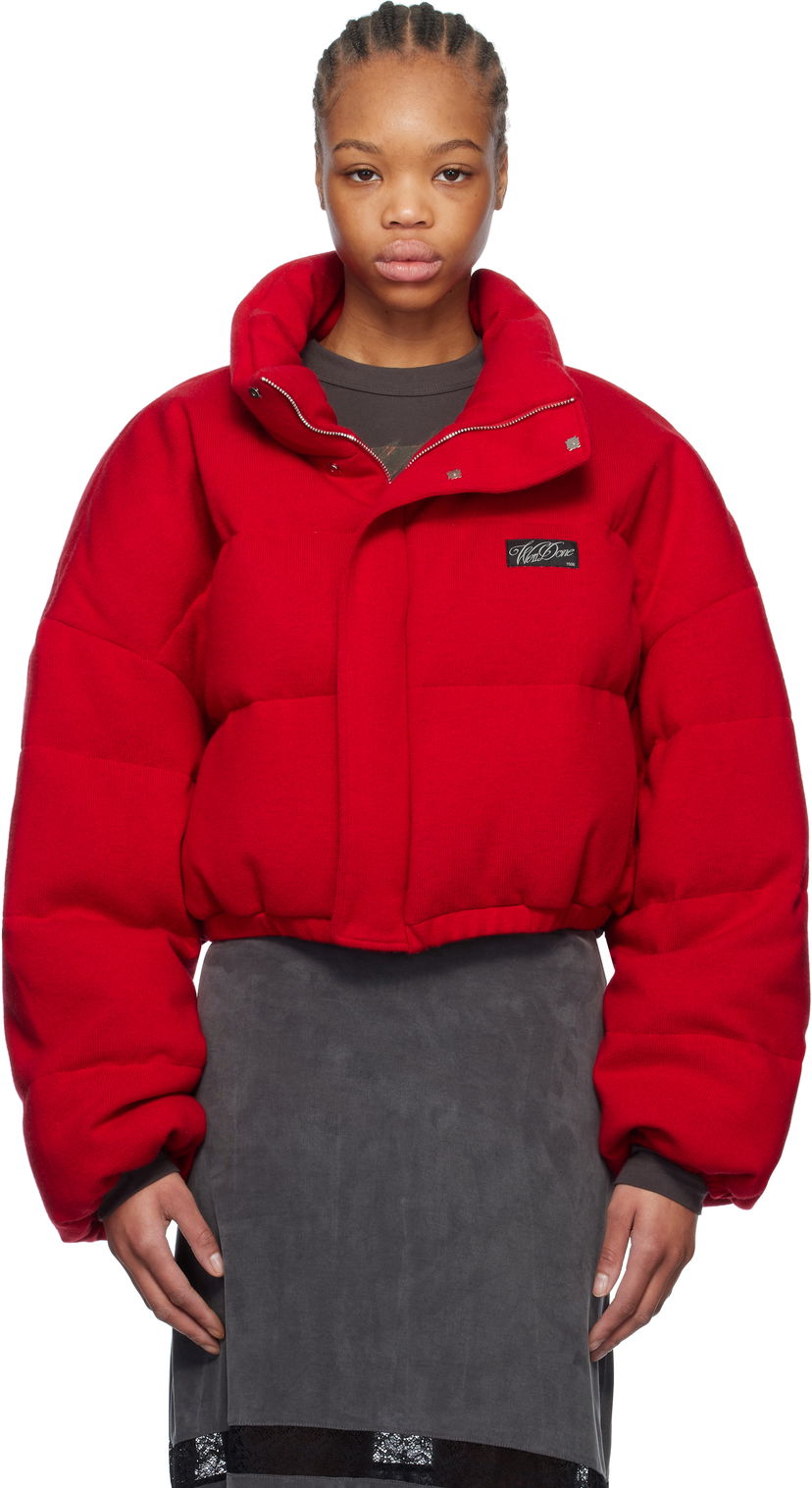 Pufferjacka We11done We11done Knit Down Cropped Puffer Jacket Röd | WD-KJ0-25-674-W-RD