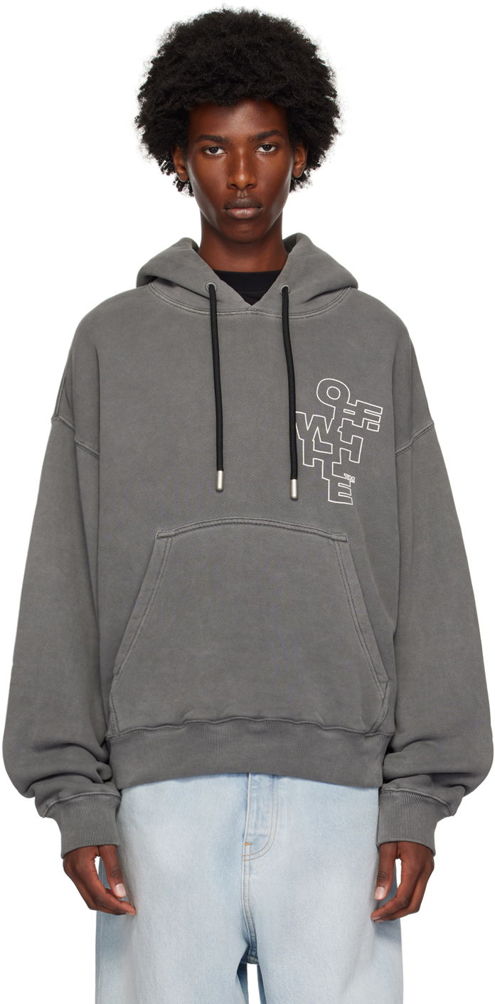 Sweatshirt Off-White Gray Outline Arrow Skate Hoodie Grå | OMBB085F24FLE0071001, 0