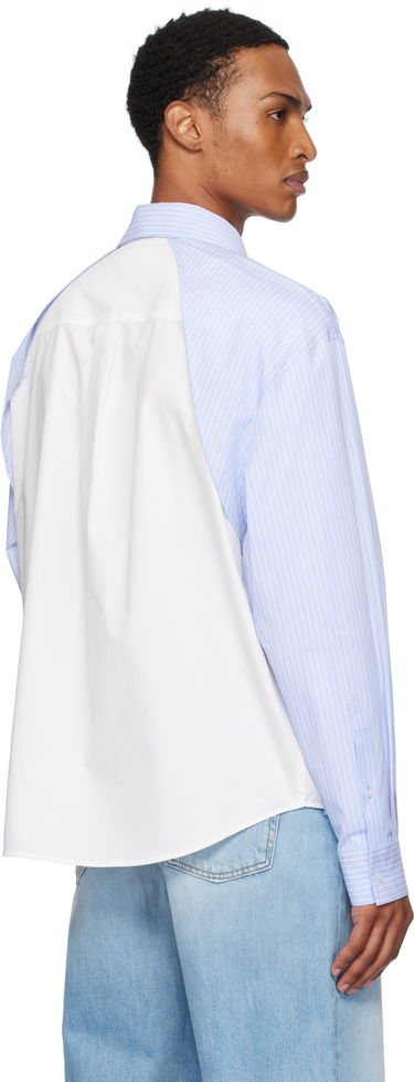 Skjorta We11done We11done Striped Layered Shirt Blå | WD-SH2-25-182-M-BL, 2