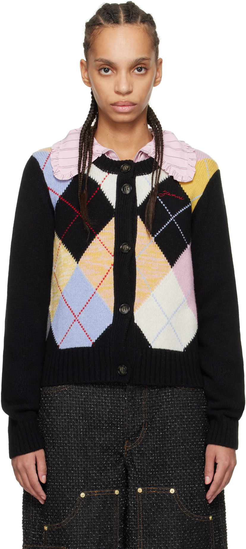 Sweater GANNI GANNI Harlequin Knit Cardigan Flerfärgad | K2380