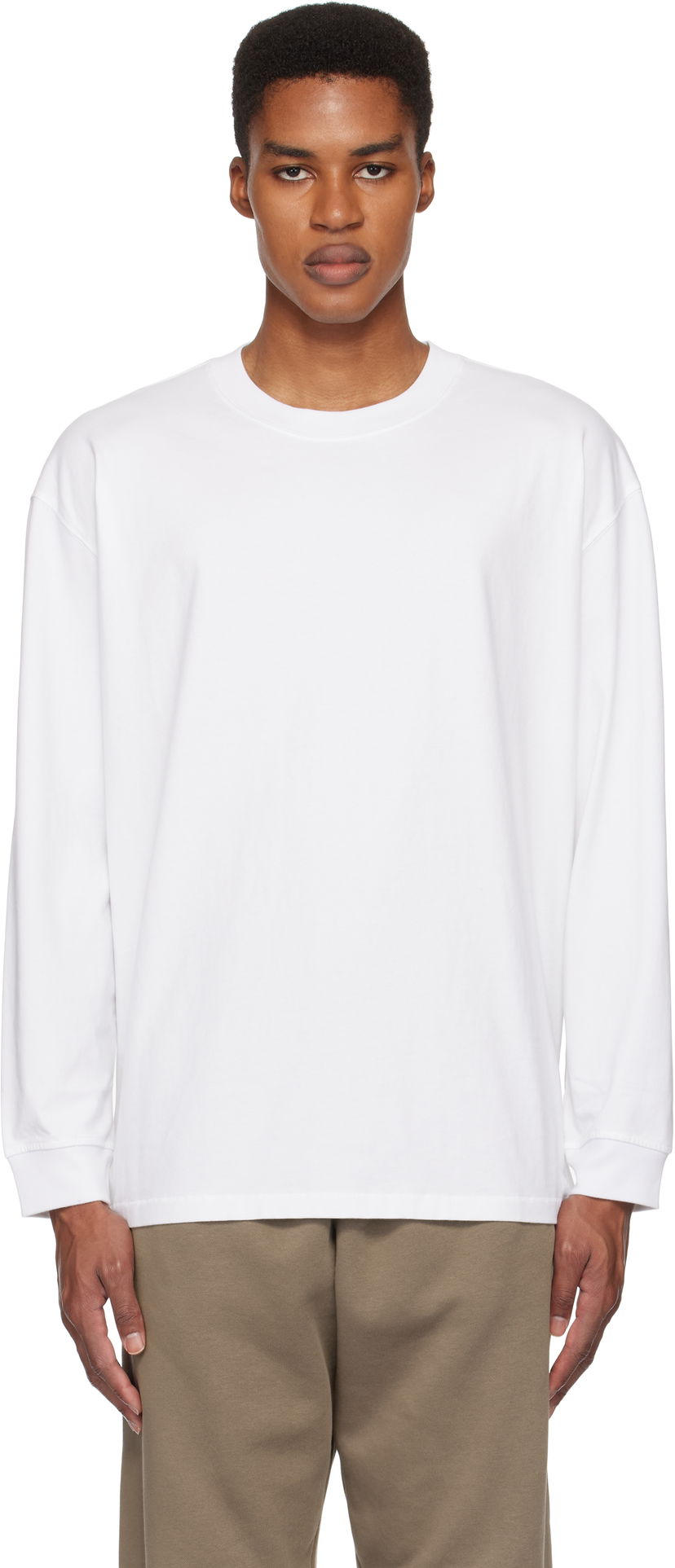 T-shirt SKIMS Heavyweight Cotton Relaxed Long Sleeve T-Shirt Vit | LS-LST-7893M