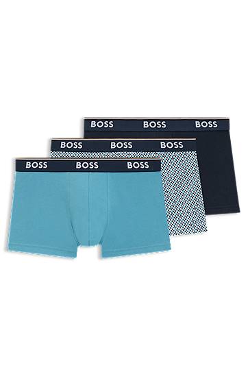 Boxare BOSS BOSS Three-Pack of Stretch Cotton Trunks with Logo Waistband Turkos | 50531701