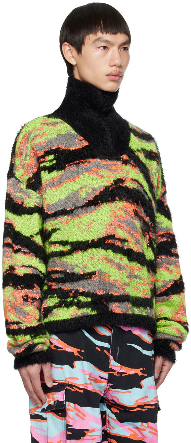 Sweater ERL ERL Camo-Print Mockneck Sweater Svart | ERL06N007, 1