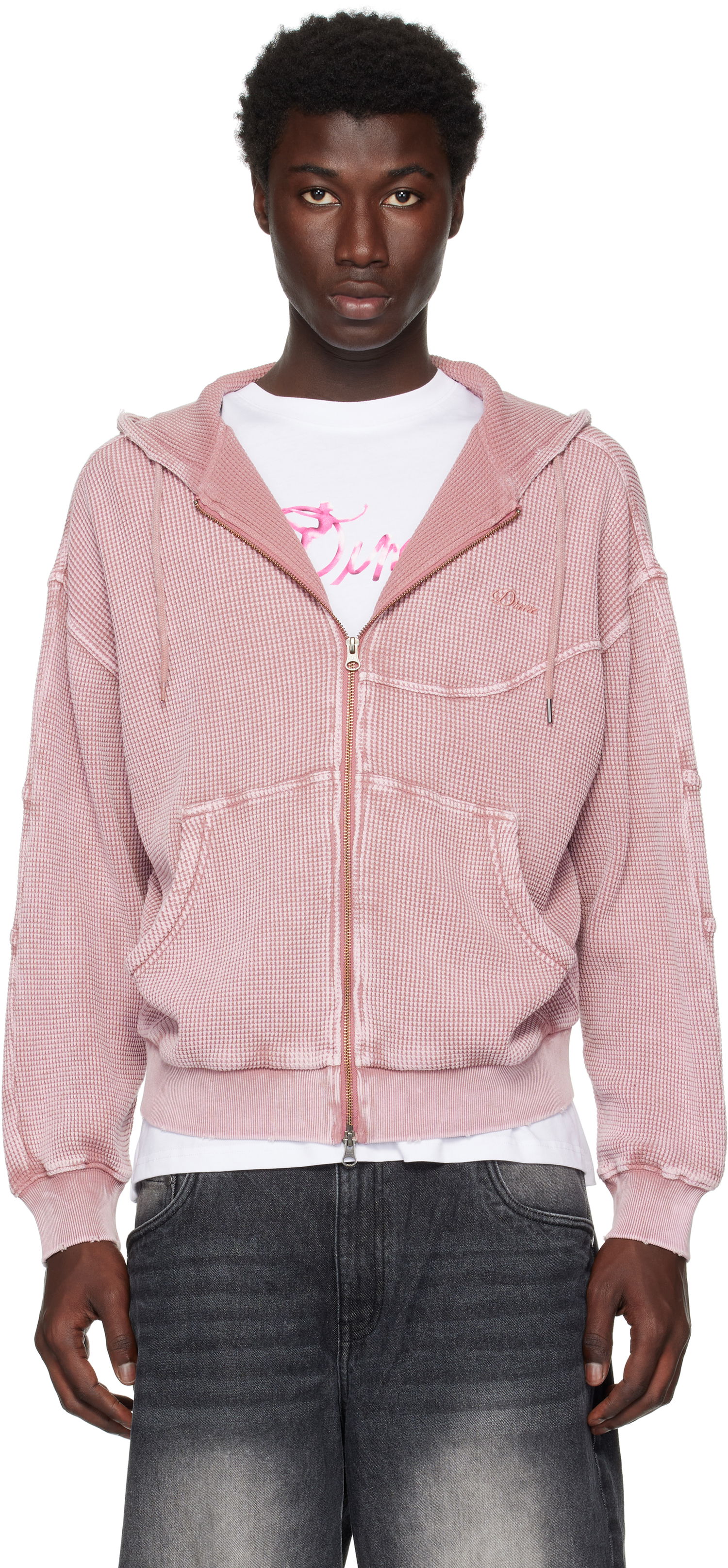 Sweatshirt Dime Dime Premium Waffle Zip Hoodie Rosa | DIMESU258MAU, 0