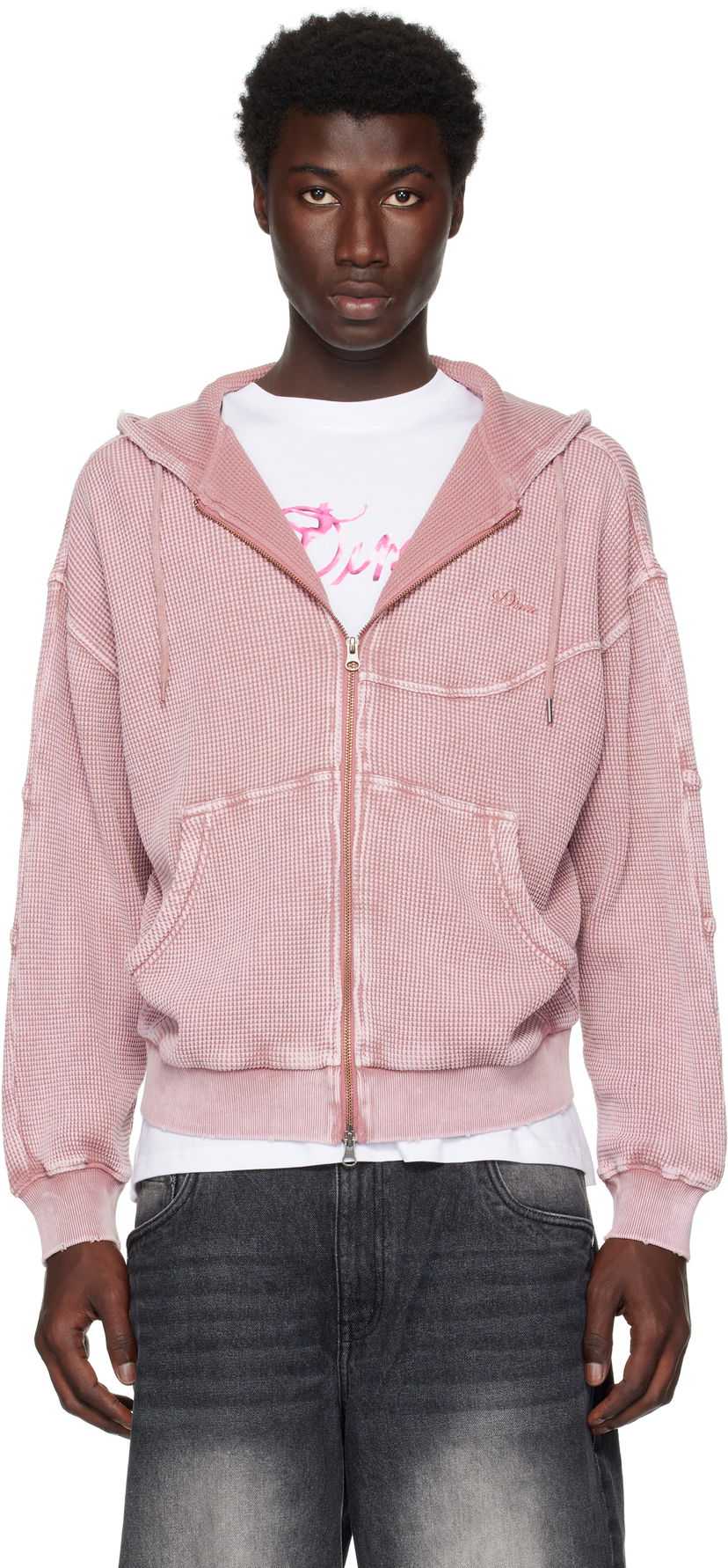 Sweatshirt Dime Dime Premium Waffle Zip Hoodie Rosa | DIMESU258MAU