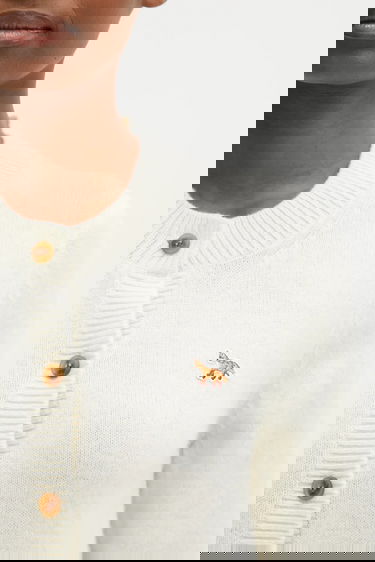 Sweater MAISON KITSUNÉ Fitted Lambswool Round-Neck Cardigan with Baby Fox Embroidery Vit | PW00506KT1006, 3