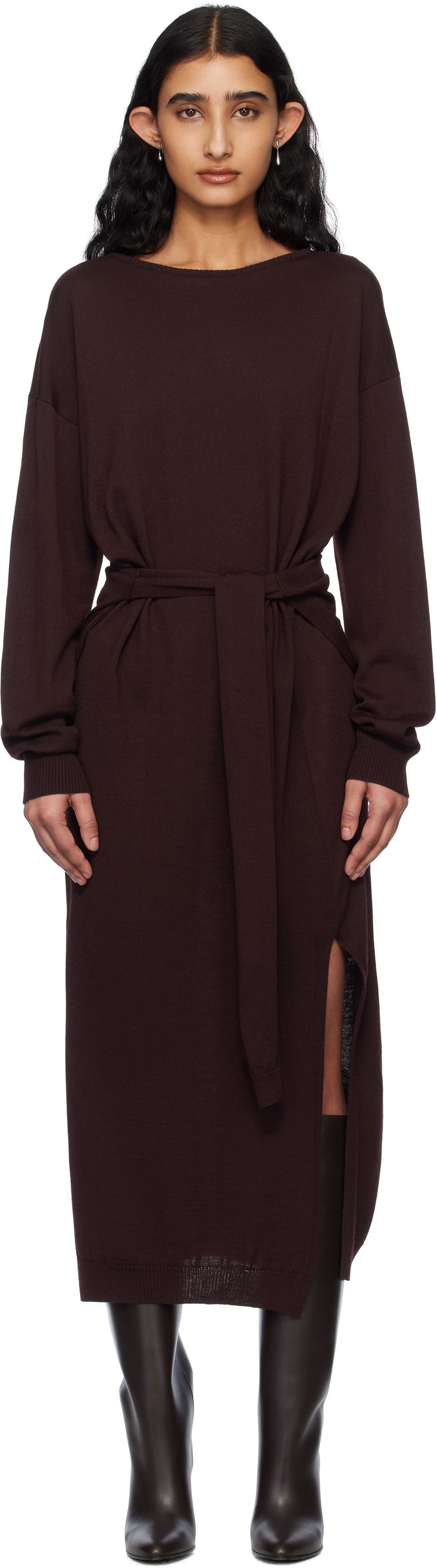 Klä LEMAIRE LEMAIRE Trompe L'Oeil Knit Maxi Dress Bourgogne | DR1093 LK087