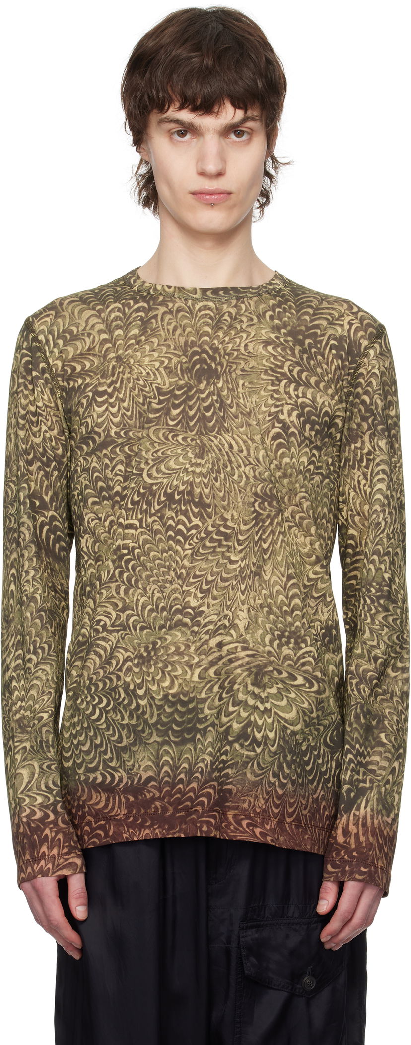 T-shirt Dries Van Noten Dries Van Noten Printed Cotton T-Shirt Grön | 251-021146-1609