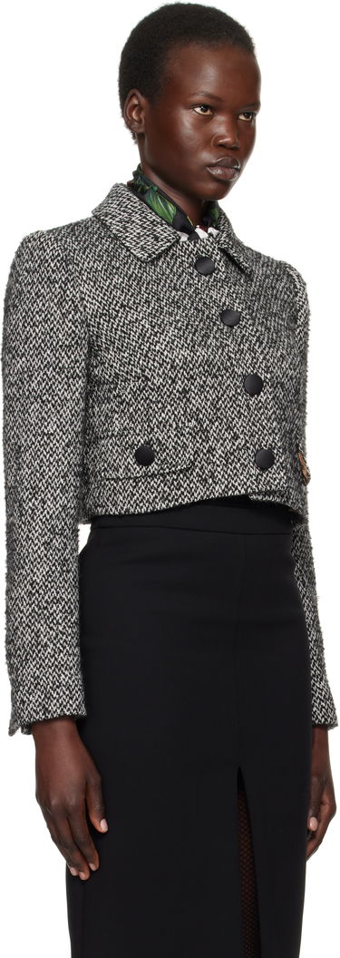 Rockar Dolce & Gabbana Dolce&Gabbana Short Micro-Tweed Jacket Svart | F26K6T GDCNC, 1