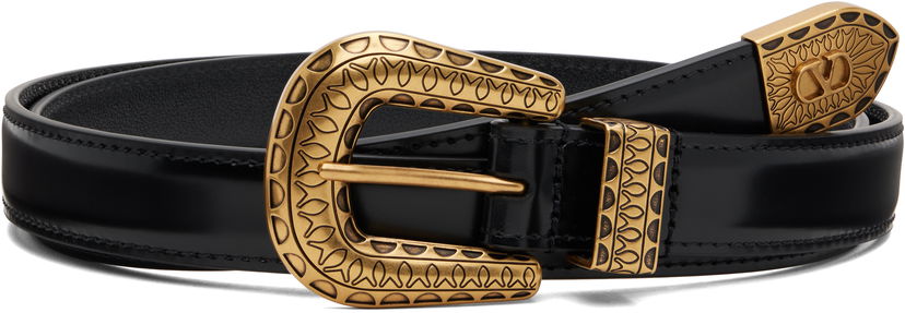 Bälten Valentino VLogo Signature Brushed Calfskin Belt by Valentino Garavani Svart | 7Y2T0SQ9QBH