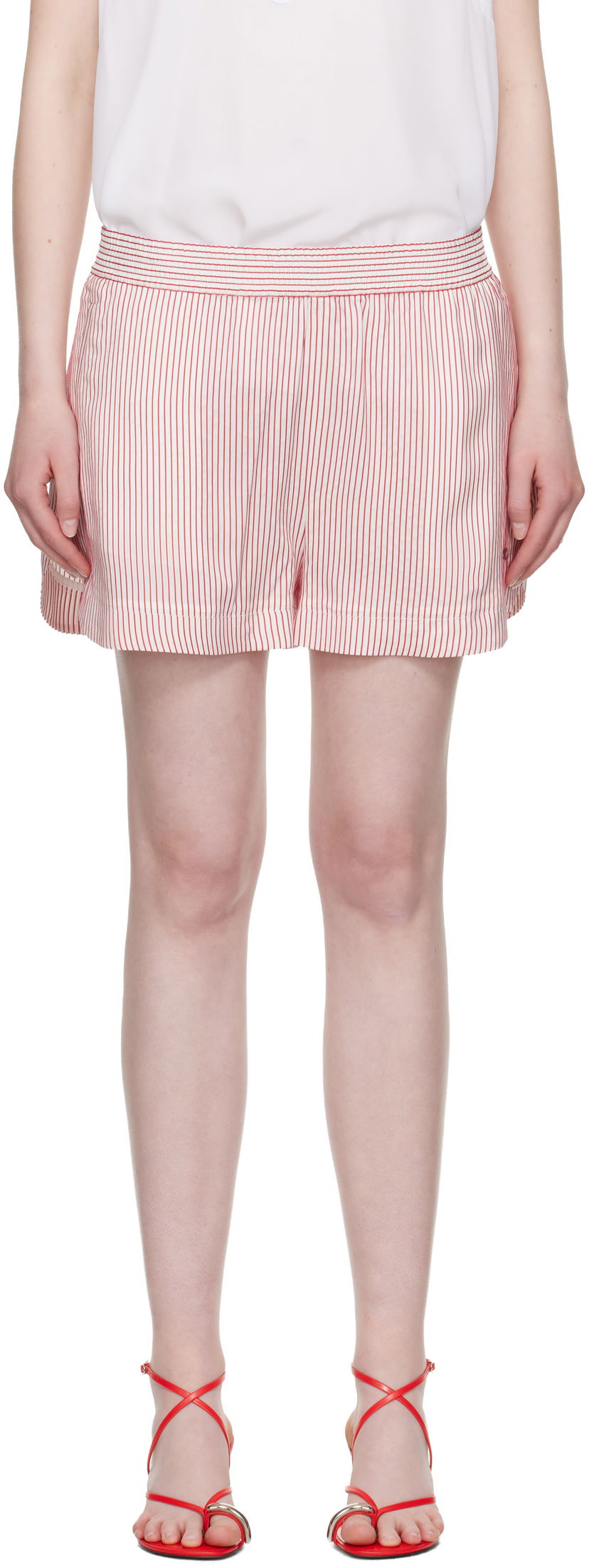 Shorts Stella McCartney Stella McCartney Striped Elasticated Shorts Röd | 6402953FR210