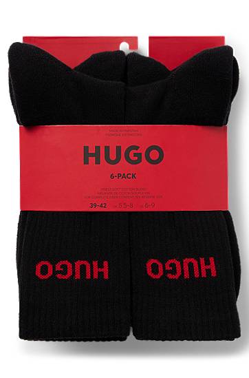 Strumpor BOSS Six-Pack of Quarter-Length Socks with Logo Detail by HUGO Svart | 50510187, 1