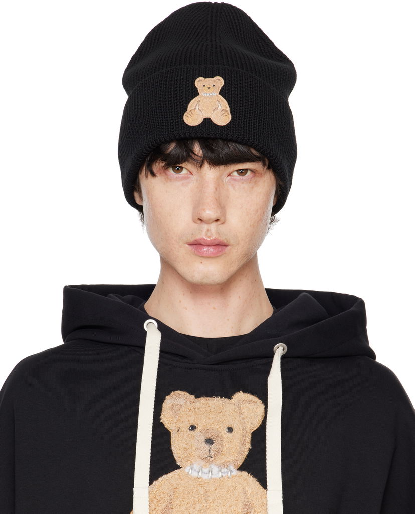 Mössa Palm Angels Embroidered Bear Beanie Svart | PMLC030F24KNI0061060