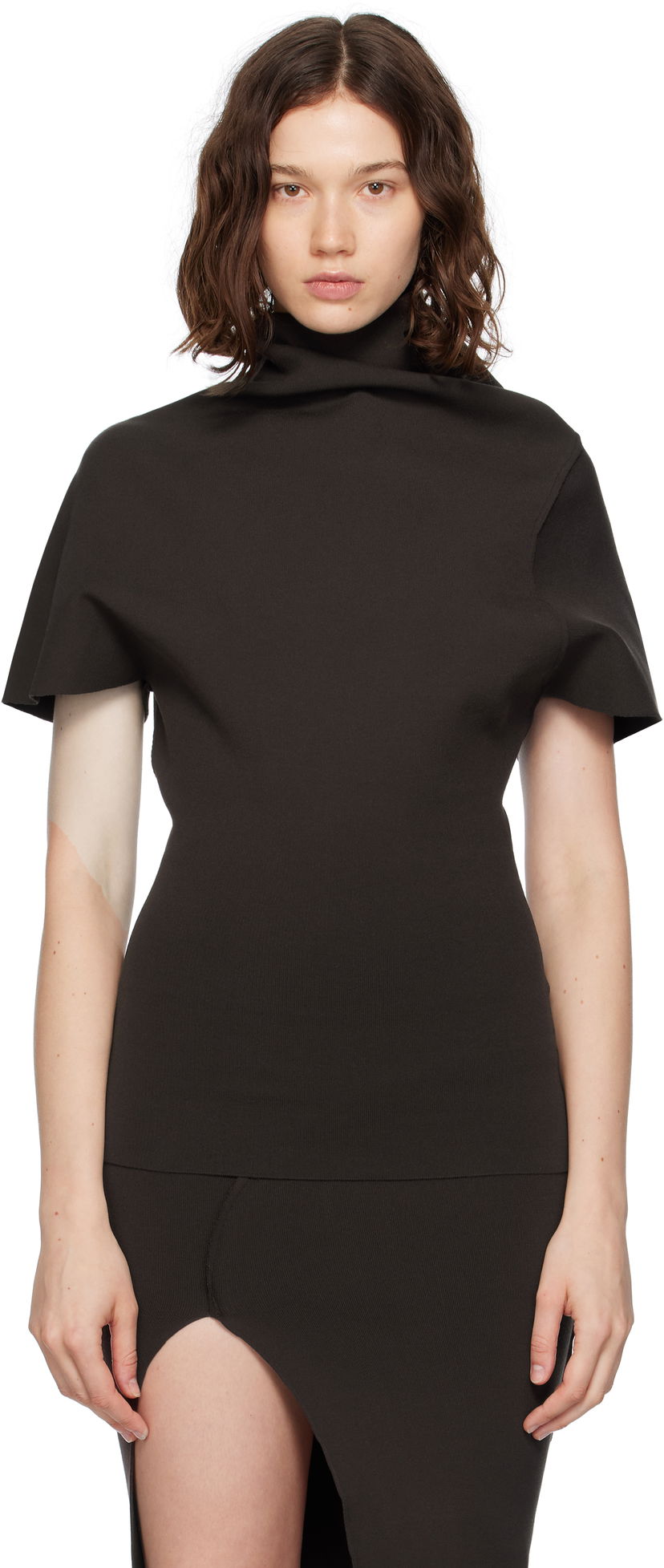 T-shirt Rick Owens Rick Owens Concordians Draped Turtleneck Top Svart | RP02E4693 KST