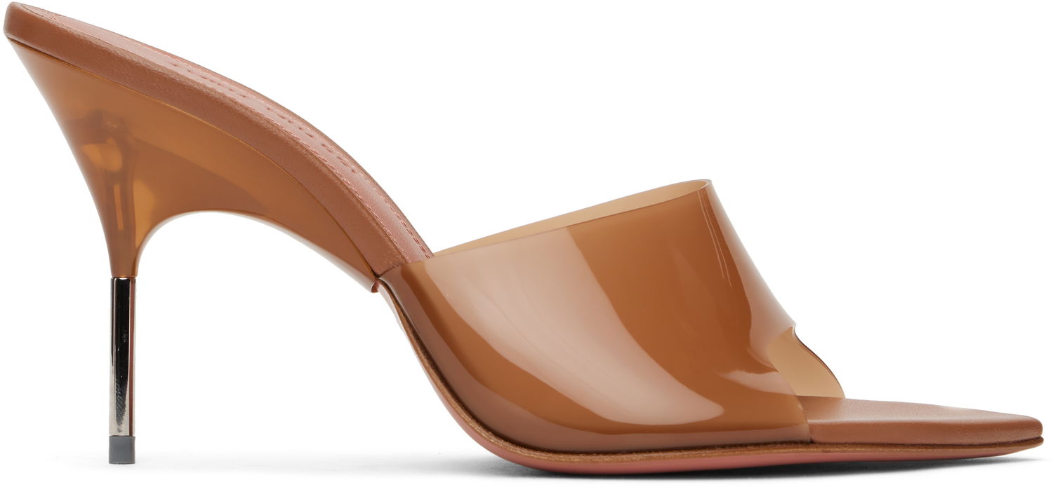 Tillbehör Amina Muaddi Amina Muaddi Bianca Glass Slipper 95 Mules Brun | BIANCA GLASS SLIPPER 95, 0
