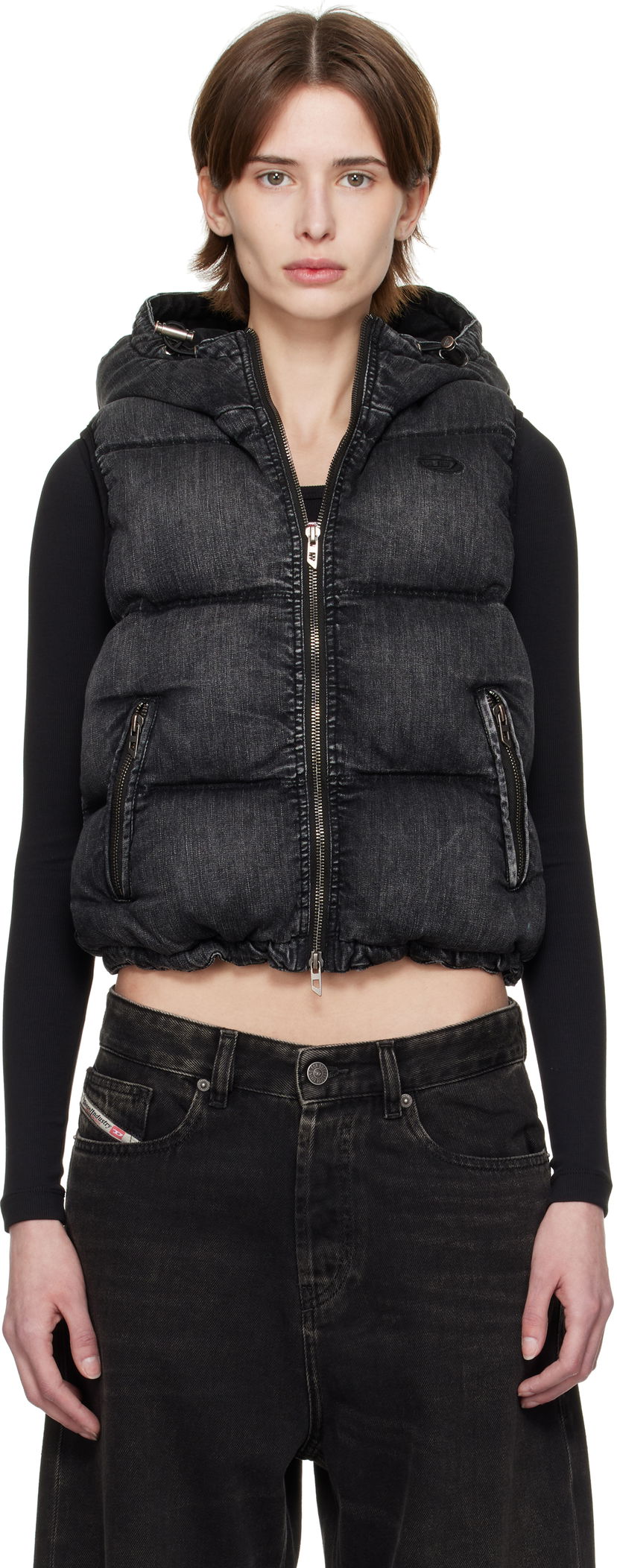 Väst Diesel Diesel W-Hopper Cropped Puffer Vest Svart | A16058 0ABCB