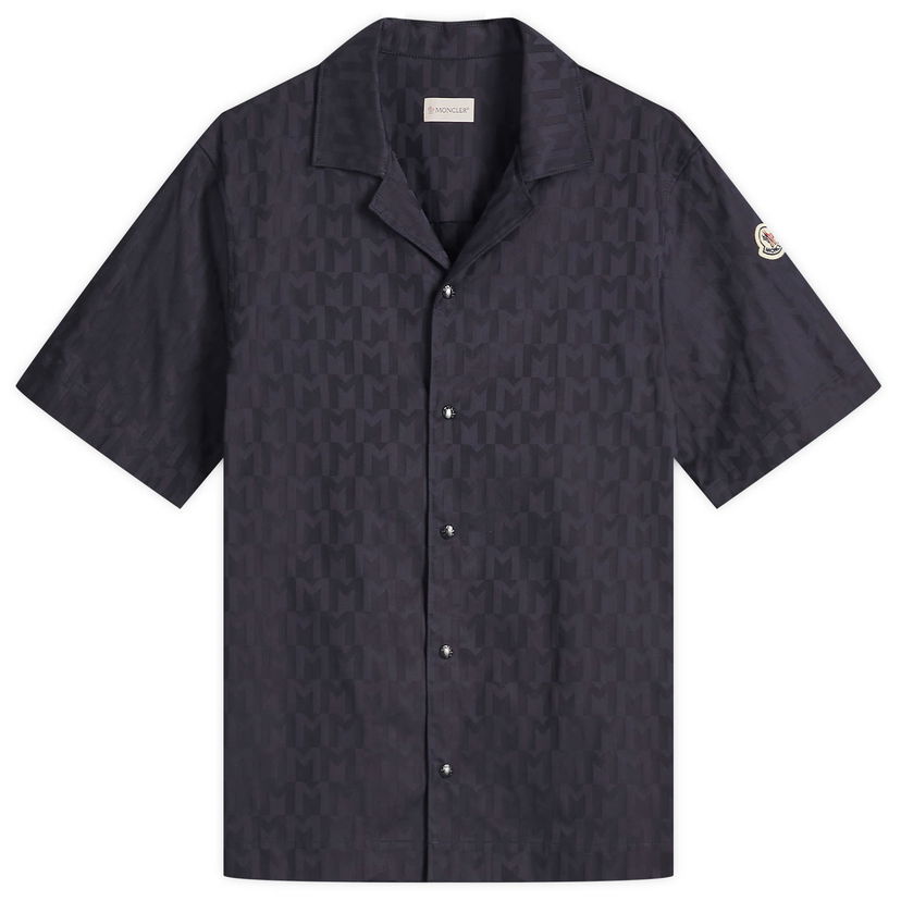 Skjorta Moncler Moncler Cotton Monogram Jacquard Shirt Mörkblå | 2F000-18-598FK-F77