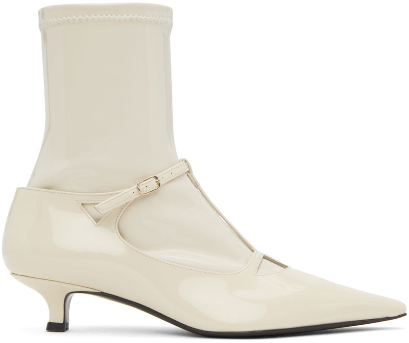 Strumpor The Row The Row Cyd Patent Leather Ankle Boots Vit | F1416-P73