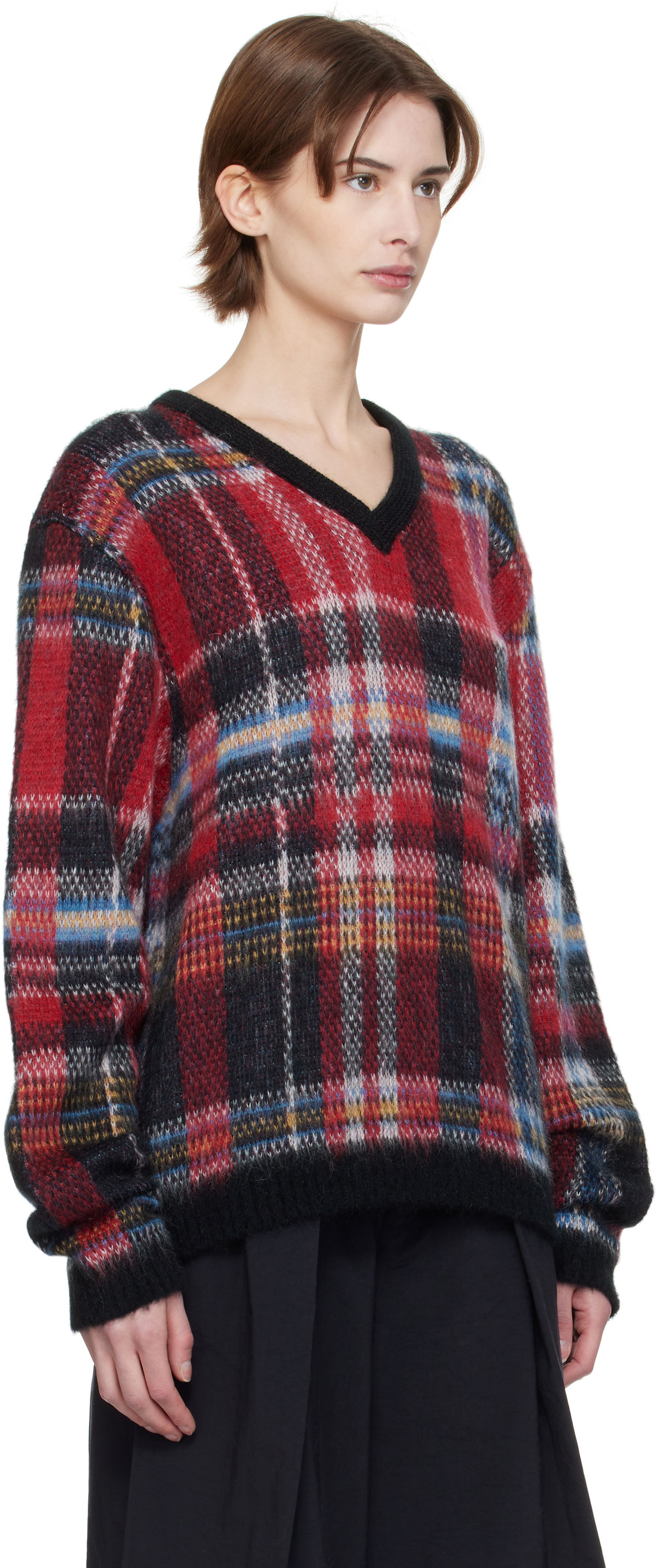 Sweater YMC YMC Vertigo Tartan V-Neck Sweater Flerfärgad | P8XMF, 1
