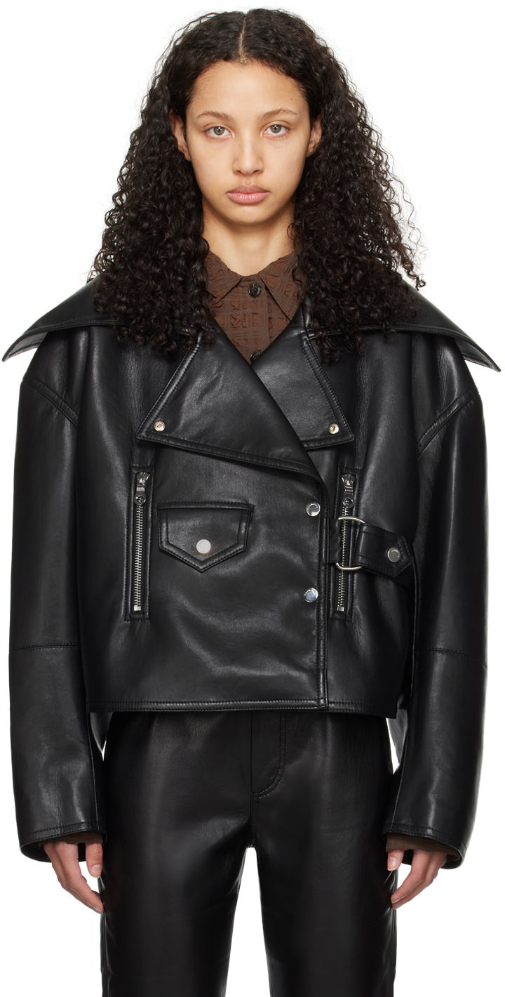 Jacka Nanushka Ado Leather Jacket Svart | NW22CROW01799
