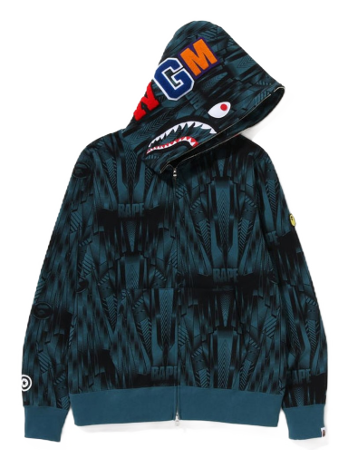 Sweatshirt BAPE Speed Racer Shark Full Zip Hoodie Mörkblå | 1J30-115-005