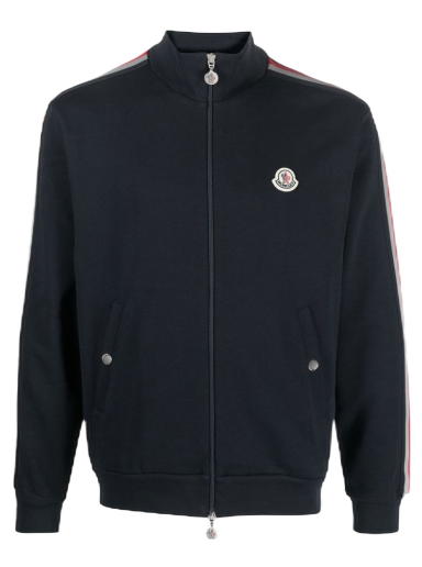 Sweatshirt Moncler Stripe-Detail Zip-Up Sweatshirt Mörkblå | I10918G00052V8162