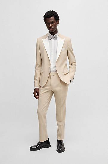 Skjorta BOSS Slim-Fit Cotton Blend Shirt Vit | 50539770, 1