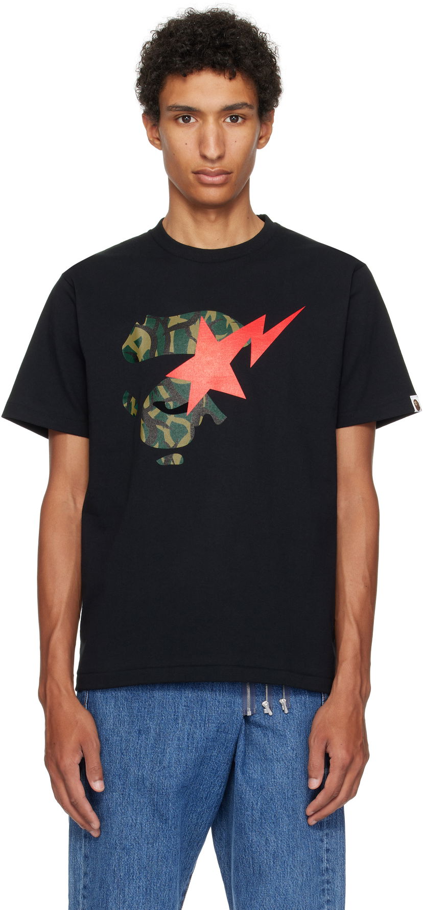 T-shirt BAPE Trial Camo Ape Face STA T-Shirt Svart | 001TEL301035M