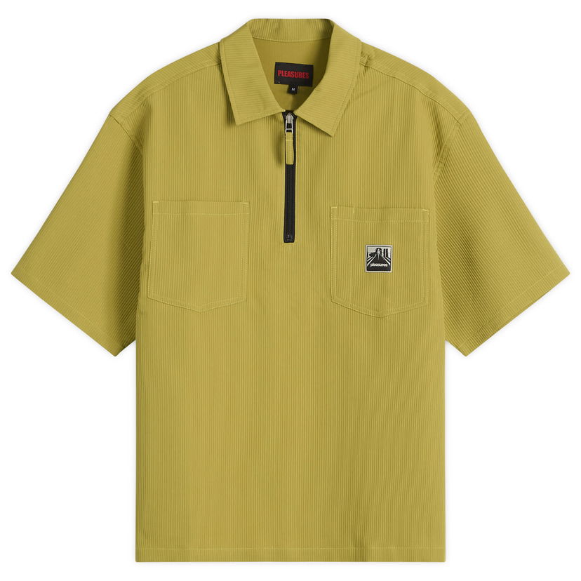 Polotröja Pleasures Pleasures Electron Half Zip Shirt Gul | P25SP023-OLV