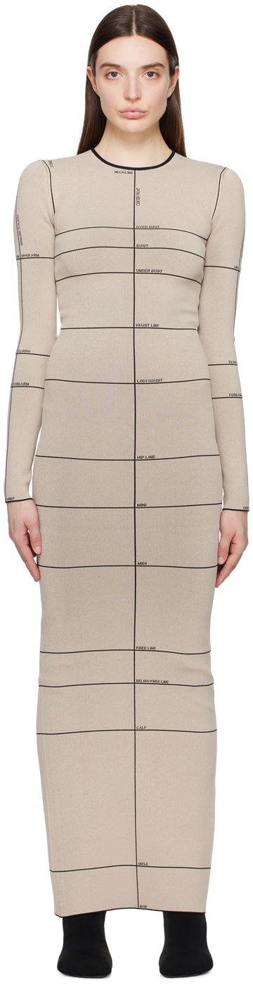 Klä VETEMENTS Checked Maxi Dress Beige | WE64KN310O