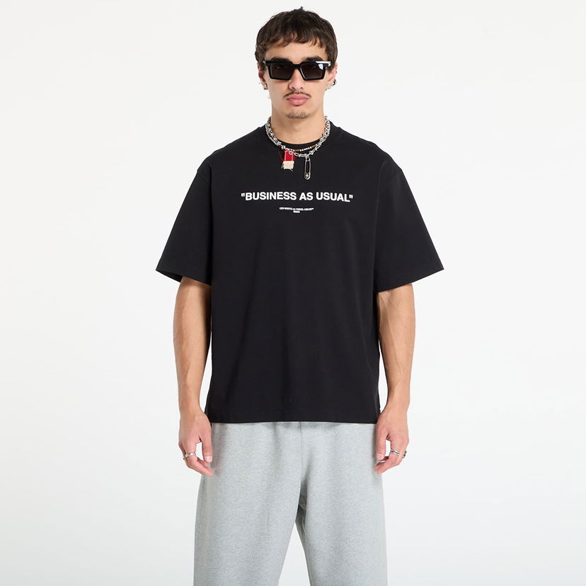T-shirt Off-White Off-White Business Quote Skate Short Sleeve T-Shirt Svart | OMAA120F25JER0121001