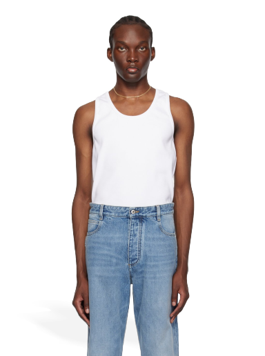 Linne Bottega Veneta Rib Tank Top Vit | 715042 V2I50