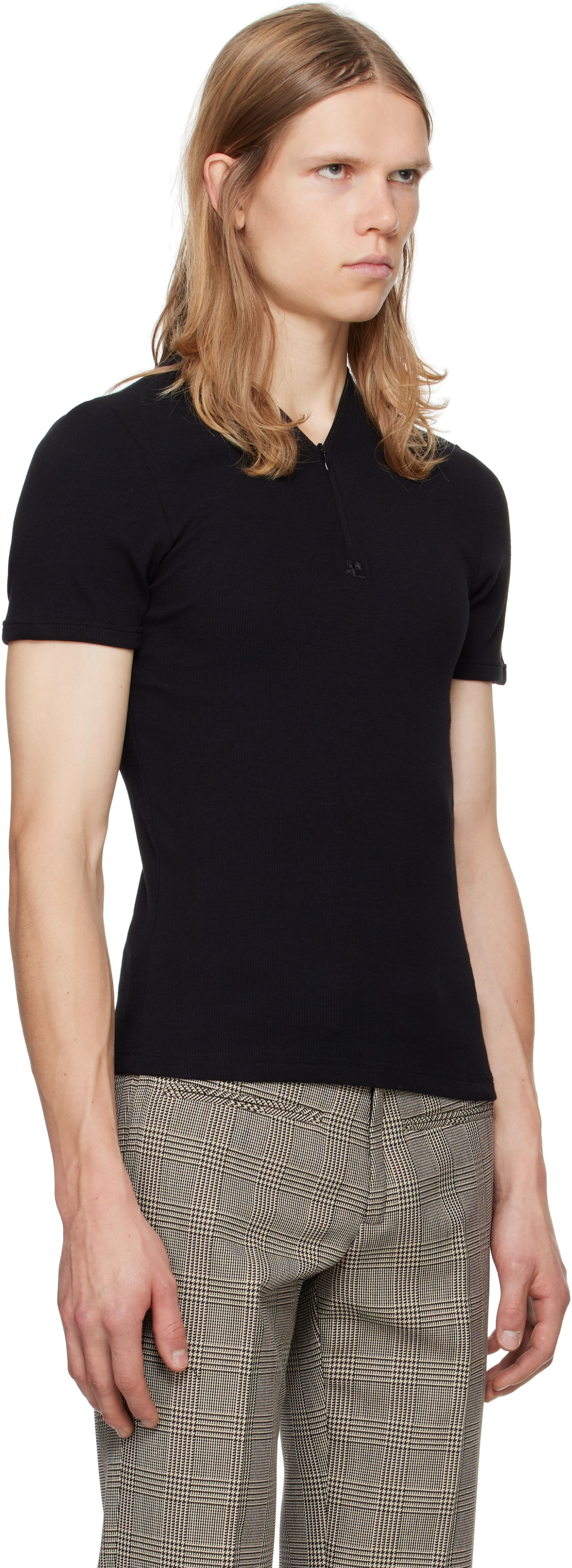 T-shirt Courrèges 90's Rib Zipped T-Shirt Svart | 324JTS145JS0121, 1