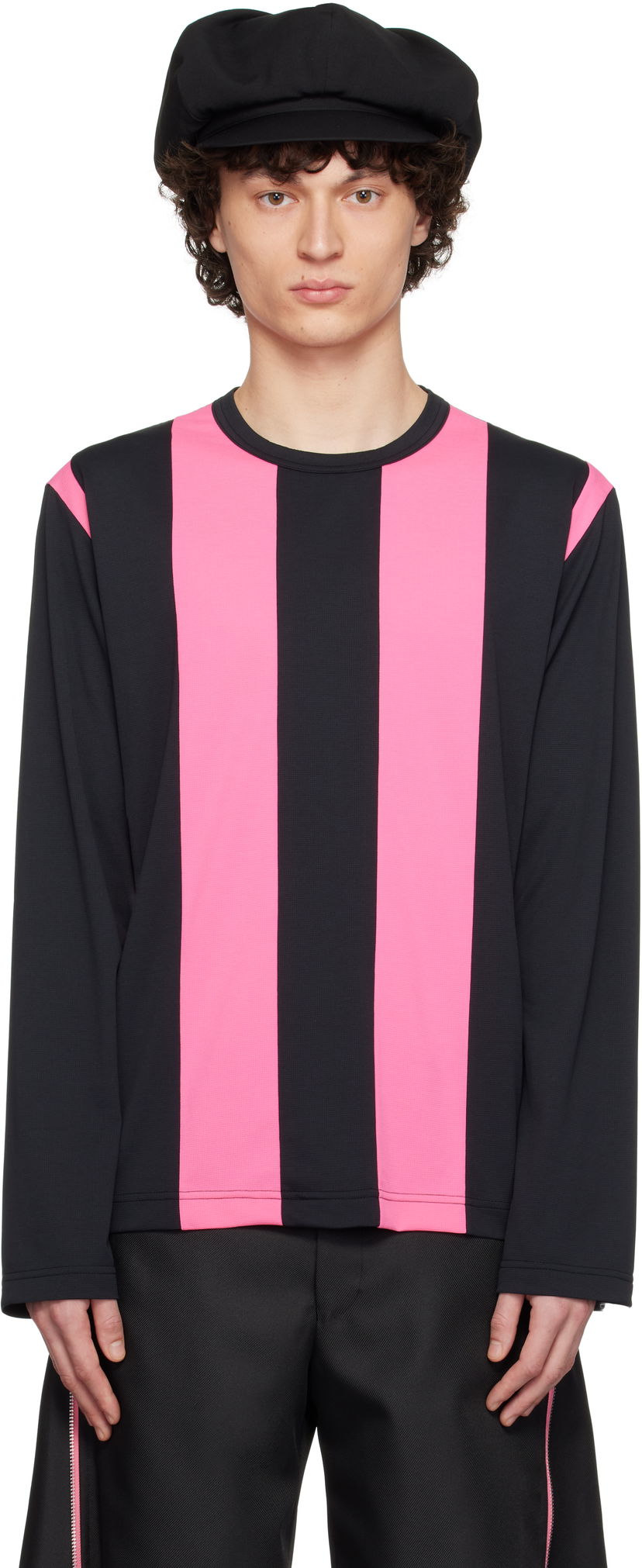 T-shirt Comme des Garçons Comme des Garçons Homme Plus Jacquard Long Sleeve T-Shirt Svart | PO-T011-051