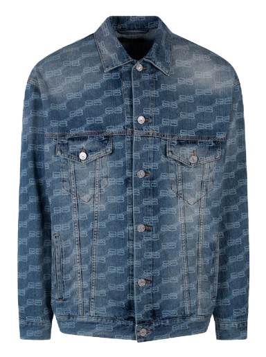 Jacka Balenciaga BB Monogram Denim Jacket Mörkblå | 675208TMW37#4437