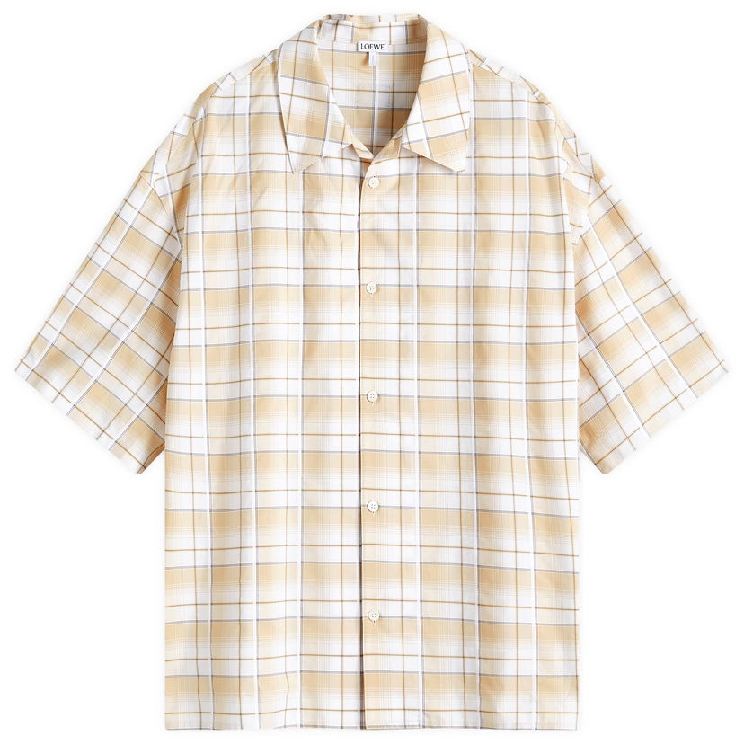 Skjorta Loewe Short Sleeve Check Shirt Beige | H526Y05X67-1090