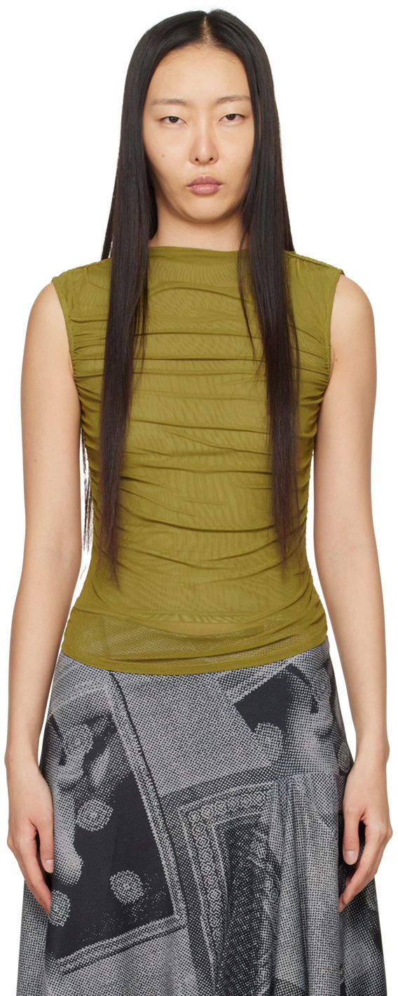 Linne Miaou Miaou Cam Ruched Tank Top Grön | 7093PM2CED