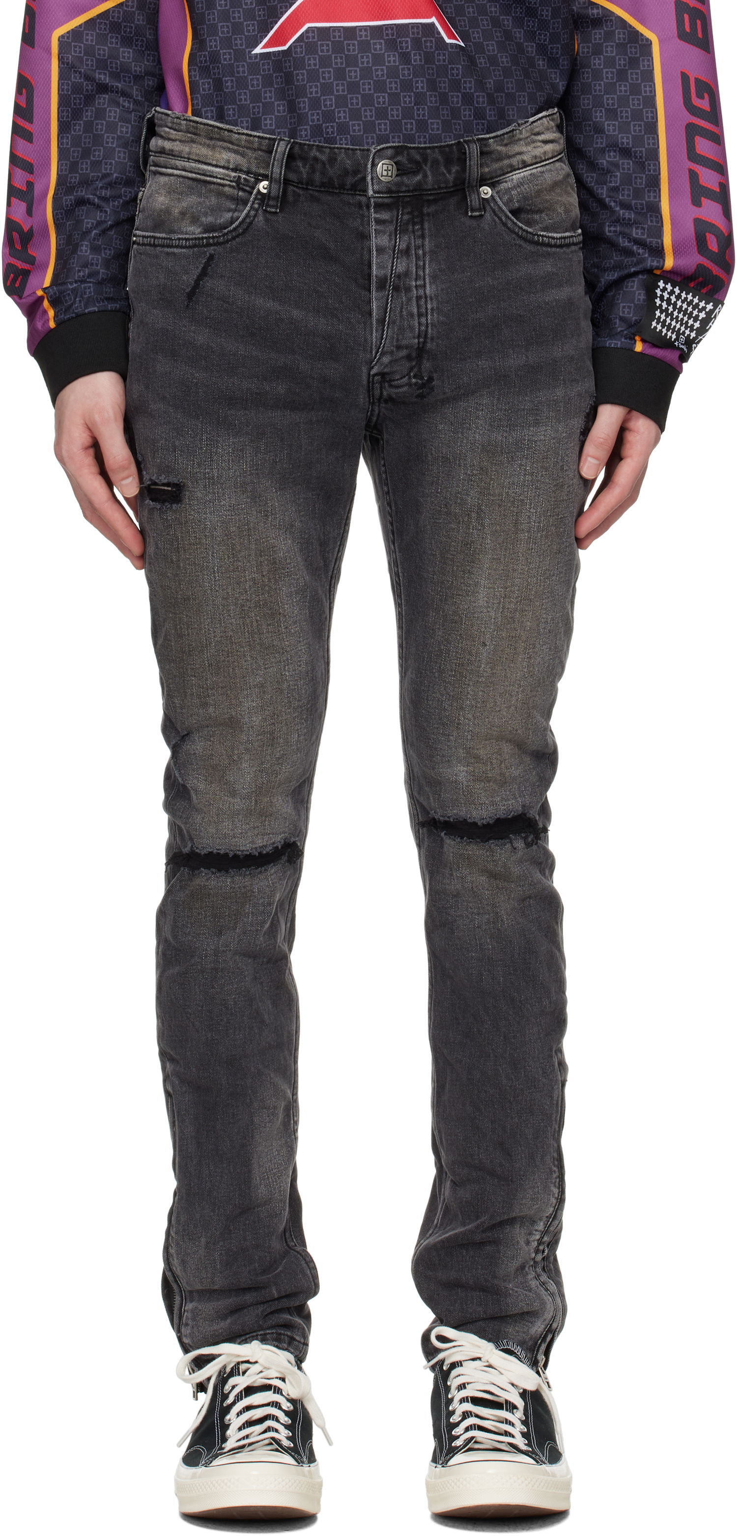 Jeans Ksubi Ksubi Van Winkle Distressed Slim Jeans Svart | MSP25DJ019, 0