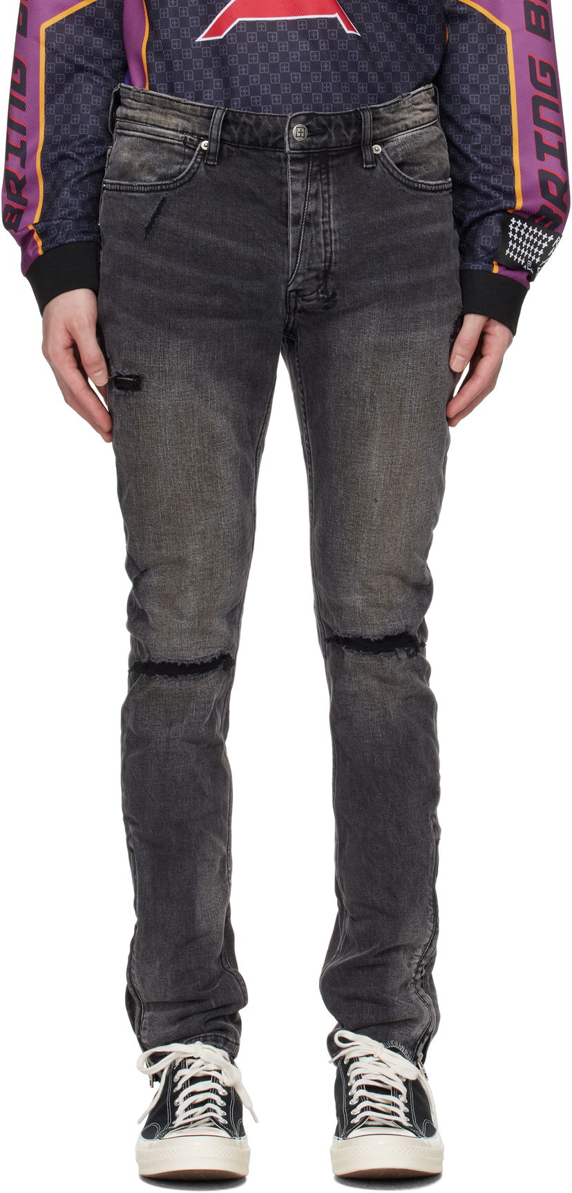Jeans Ksubi Ksubi Van Winkle Distressed Slim Jeans Svart | MSP25DJ019