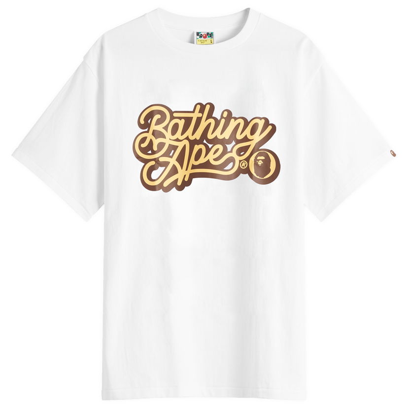 T-shirt BAPE Bathing Ape Script Logo T-Shirt, Size Large Vit | 001TEL301055M-WBN