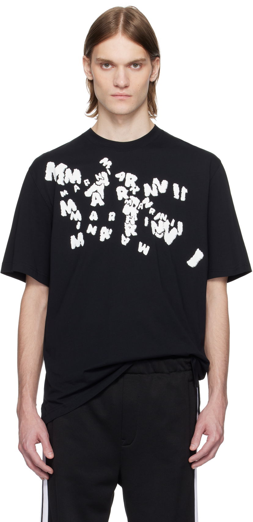 T-shirt Marni Marni 'Marni' Caos Logo T-Shirt Svart | HUMU0287P0 USCX49