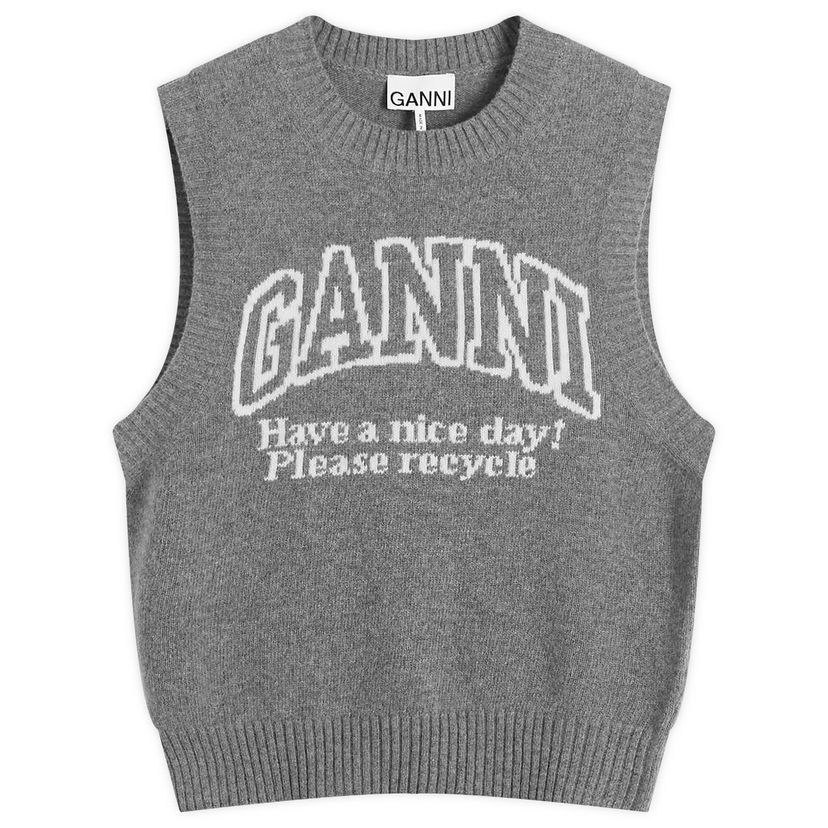 Sweater GANNI Wool Vest Frost Gray Grå | K2308-523
