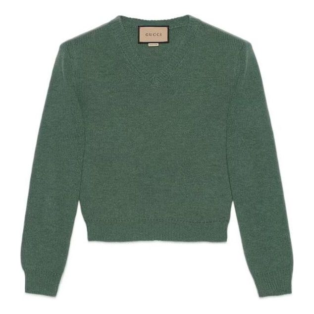 Sweater Gucci V-Neck Sweatshirt Grön | 715275-XKCPU-3222
