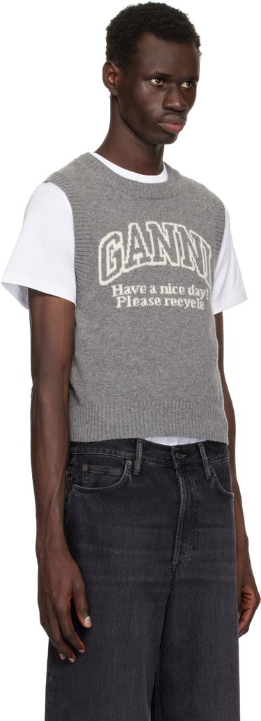 Sweater GANNI Ganni Graphic Knit Vest Grå | K2308, 1