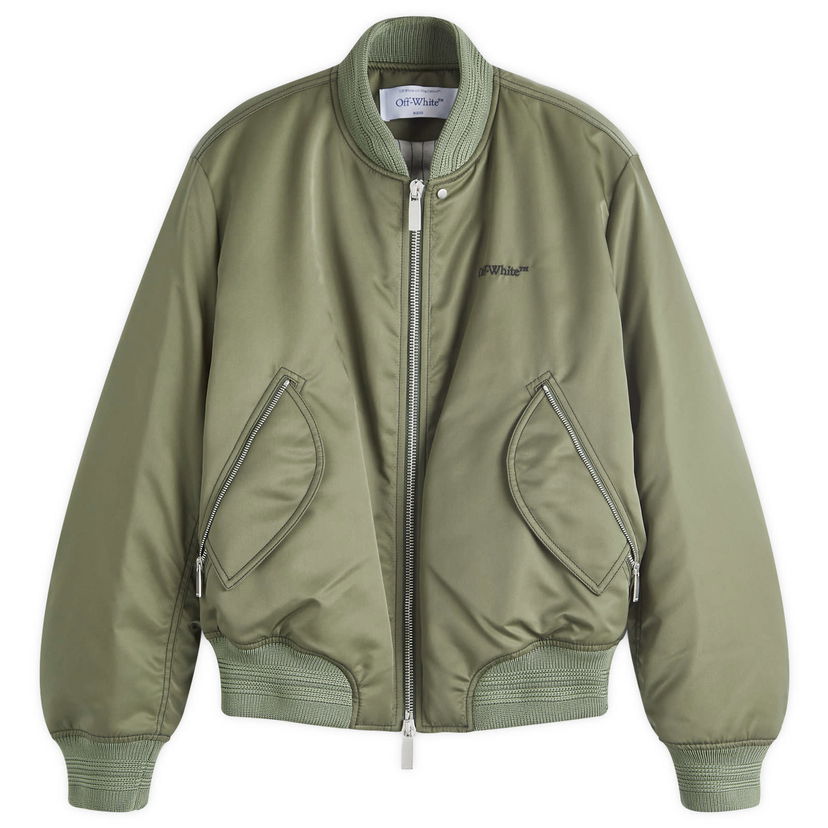 Bomberjacka Off-White Contrast Stitch Nylon Bomber Jacket Grön | OMEH057F24FAB0015810