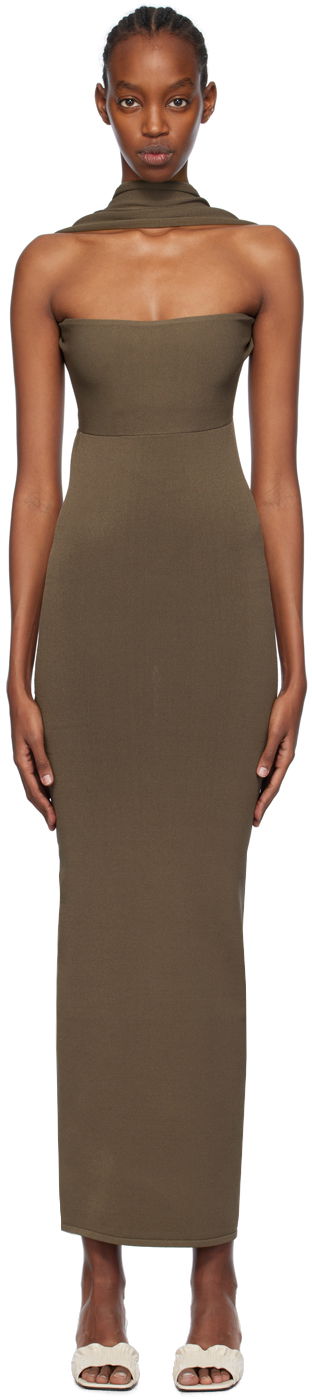 Klä TOTEME Totême Slip-Through Midi Dress Grön | 241-WRD1093-YA0028